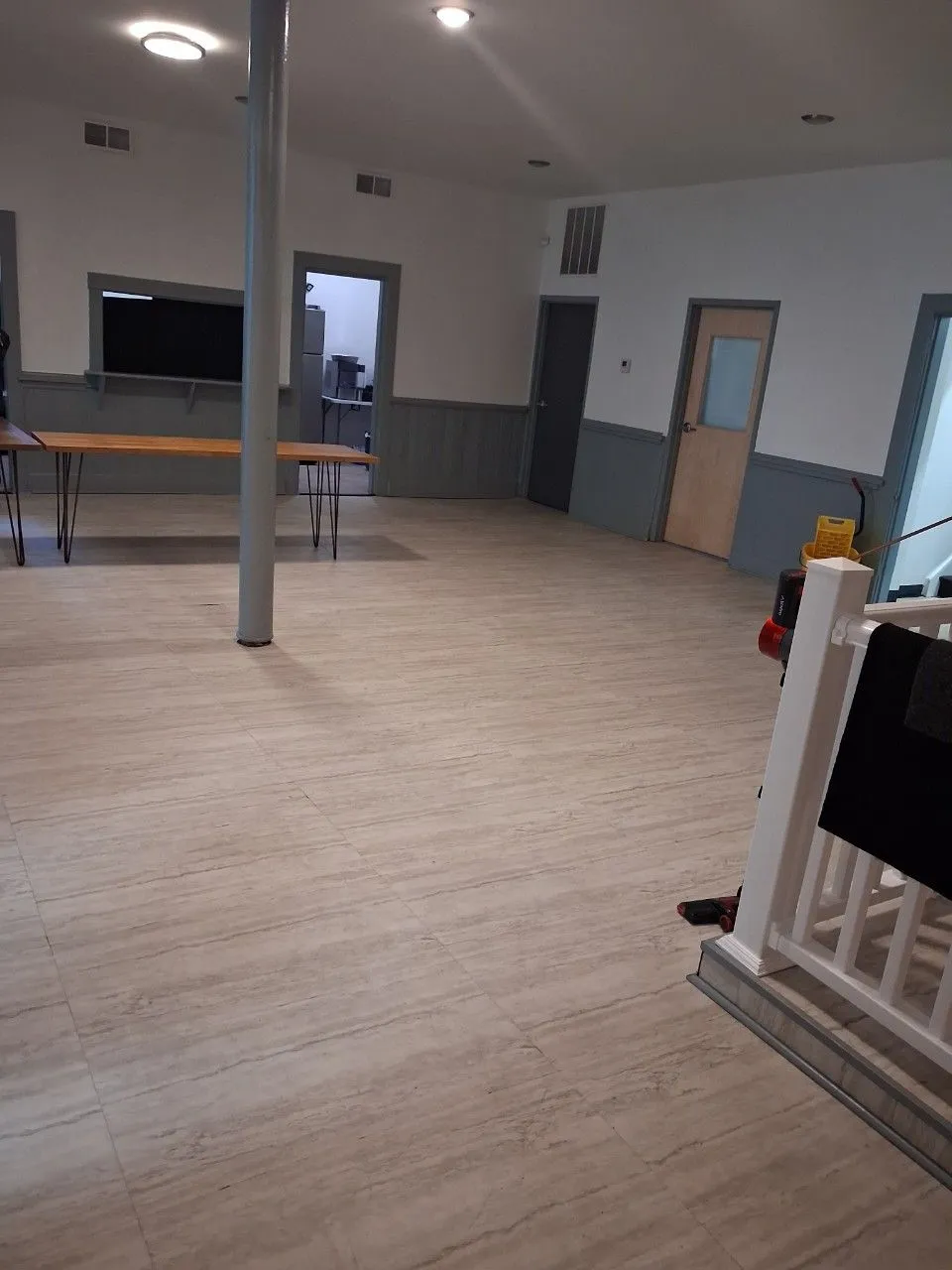 Prep area and open floor inside The Sanctuary social hall